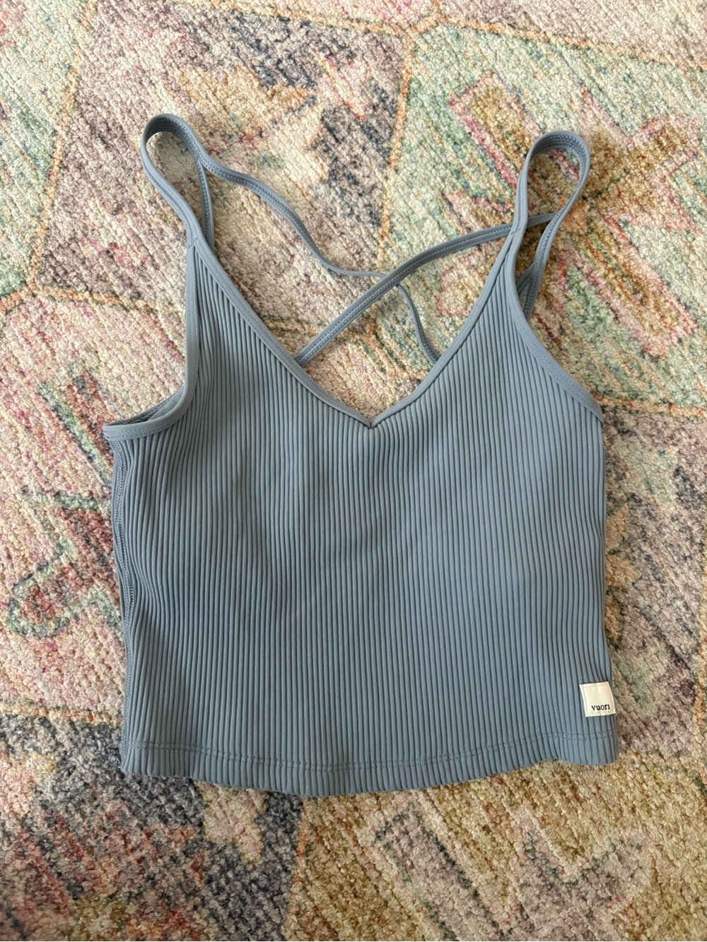 Vuori Slate Blue Ribbed Crossback Tank